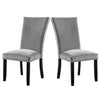 28 Inch Dining Side Chair Set of 2 Padded Gray Flannelette Black Wood By Casagear Home BM312200