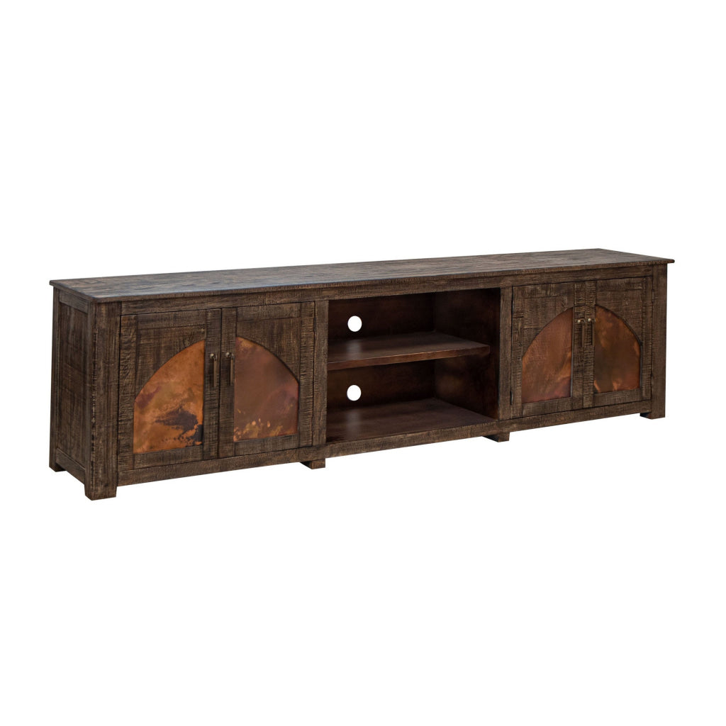 Berry 93 Inch TV Media Entertainment Console 4 Doors 3 Shelves Brown By Casagear Home BM312209