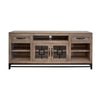 Piel 70 Inch TV Media Entertainment Console, 2 Glass Doors, Beige Pine Wood By Casagear Home