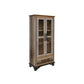 Pola 70 Inch Tall Cabinet 1 Drawer 2 Glass Doors Solid Rustic Brown Wood By Casagear Home BM312211