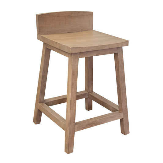 Umey 24 Inch Counter Stool Set of 2 Square Seat Low Backrest Brown Wood By Casagear Home BM312215