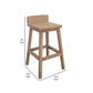 Umey 30 Inch Barstool Set of 2 Square Seat Low Backrest Brown Wood By Casagear Home BM312216