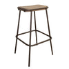 Umey 30 Inch Barstool Footrest Metal Frame Solid Brown Mango Wood Top By Casagear Home BM312218