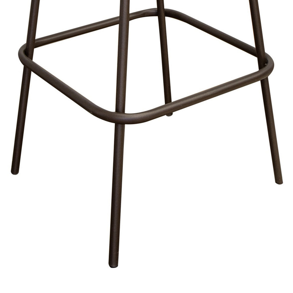 Umey 30 Inch Barstool Footrest Metal Frame Solid Brown Mango Wood Top By Casagear Home BM312218