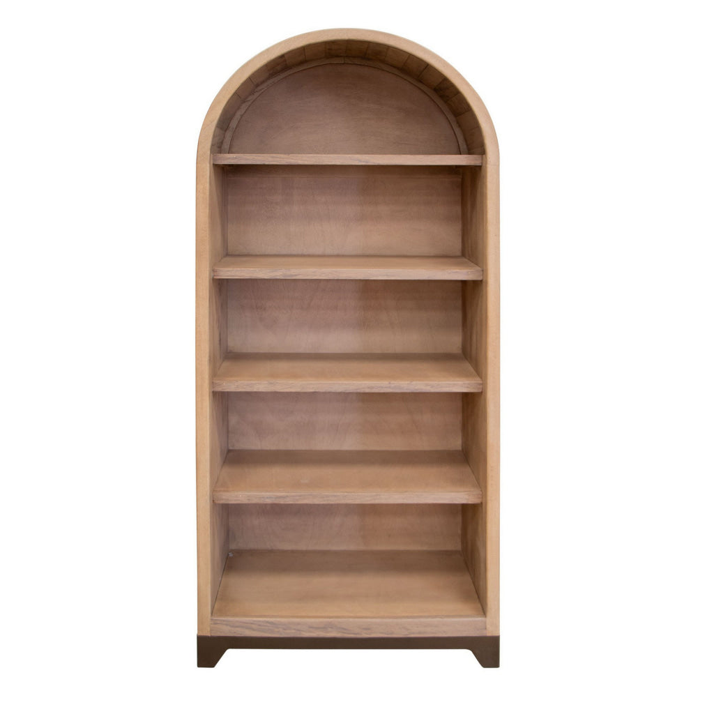 Umey 70 Inch Bookcase 5 Shelves Arched Top Solid Brown Mango Wood By Casagear Home BM312222