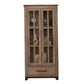 Umey 71 Inch Tall Accent Cabinet Drawer 2 Glass Doors Solid Brown Wood By Casagear Home BM312223