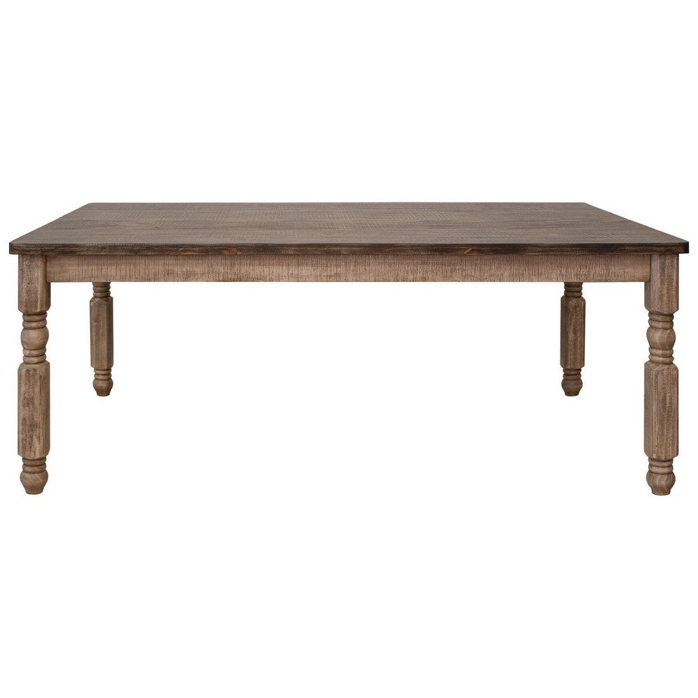 Nite 79 Inch Dining Table Rectangular Top Turned Legs Wood Taupe Brown By Casagear Home BM312226