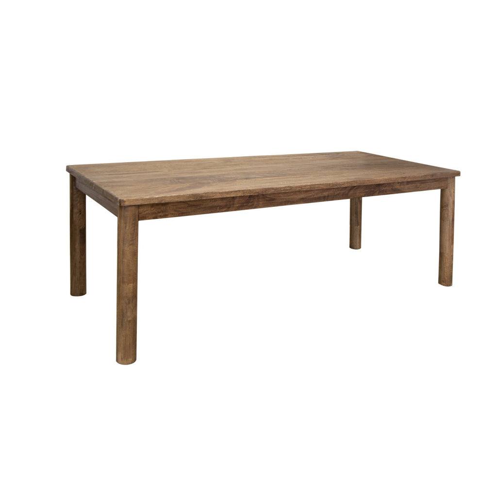 Olum 87 Inch Dining Table, Rectangular, Solid Mango Wood, Towny Brown By Casagear Home