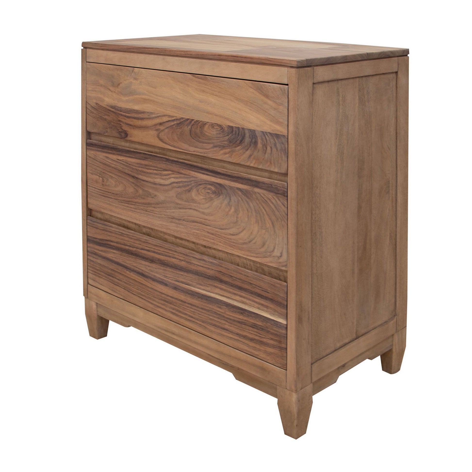 Neuv 42 Inch Tall Dresser Chest 3 Drawers Natural Brown Solid Mango Wood By Casagear Home BM312237