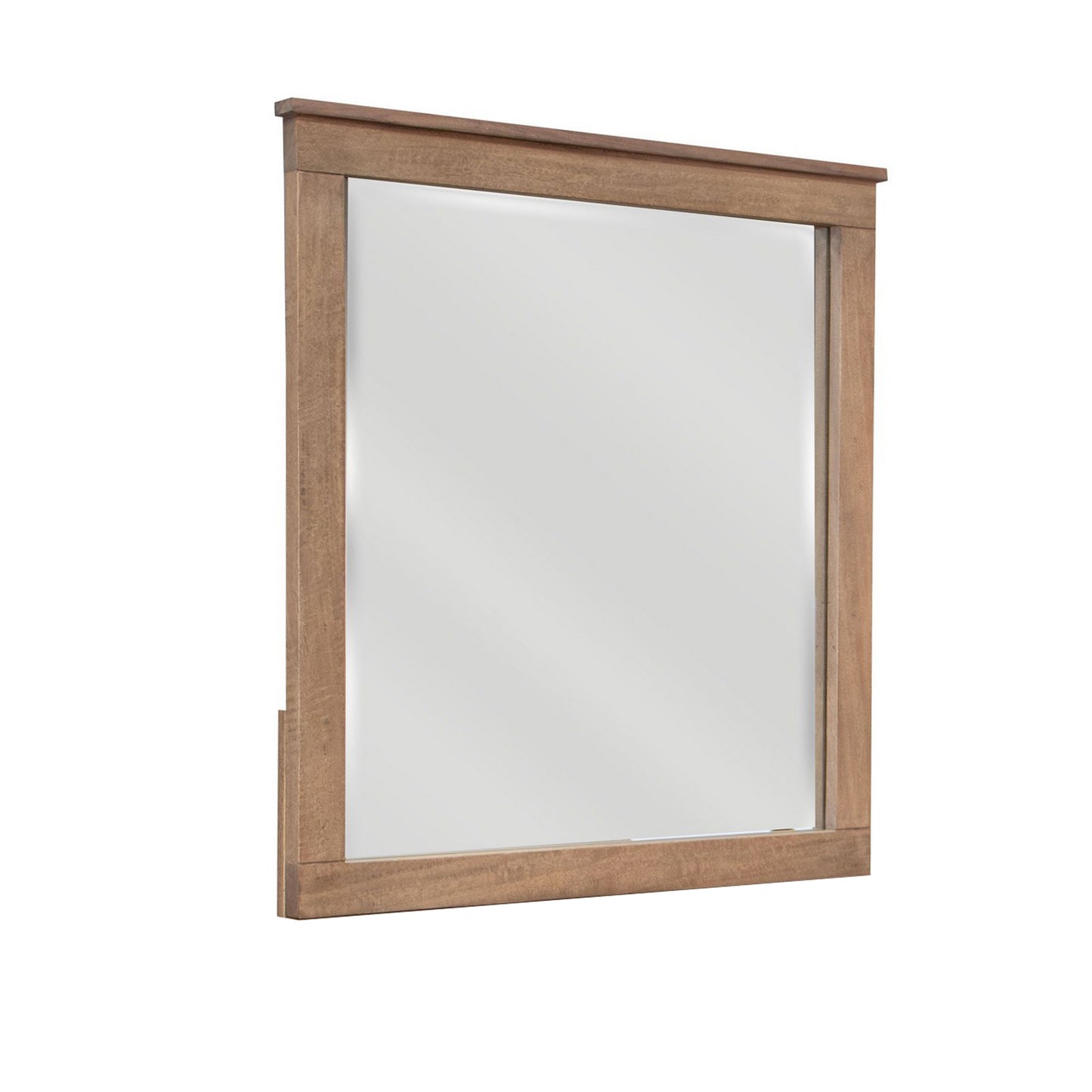 Neuv 33 x 36 Dresser Mirror, Square Shape, Solid Wood Frame, Natural Brown By Casagear Home