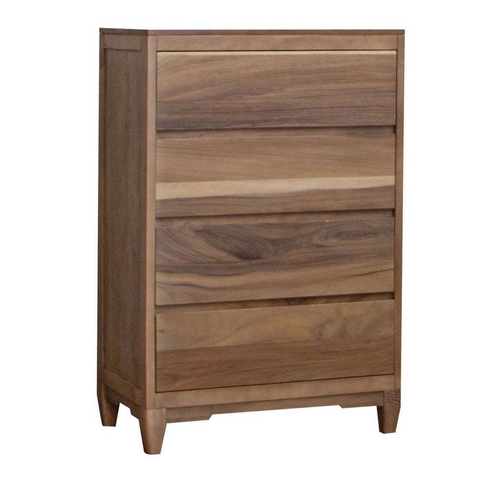 Neuv 53 Inch Tall Dresser Chest, 4 Drawers, Natural Brown Solid Mango Wood By Casagear Home