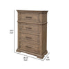 Riel 54 Inch Tall Dresser Chest with 4 Drawers Solid Wood Sandy Brown By Casagear Home BM312242