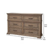 Riel 68 Inch Dresser 6 Drawers Metal Handles Solid Wood Sandy Brown By Casagear Home BM312243