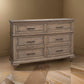 Riel 68 Inch Dresser, 6 Drawers, Metal Handles, Solid Wood, Sandy Brown By Casagear Home