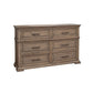 Riel 68 Inch Dresser, 6 Drawers, Metal Handles, Solid Wood, Sandy Brown By Casagear Home