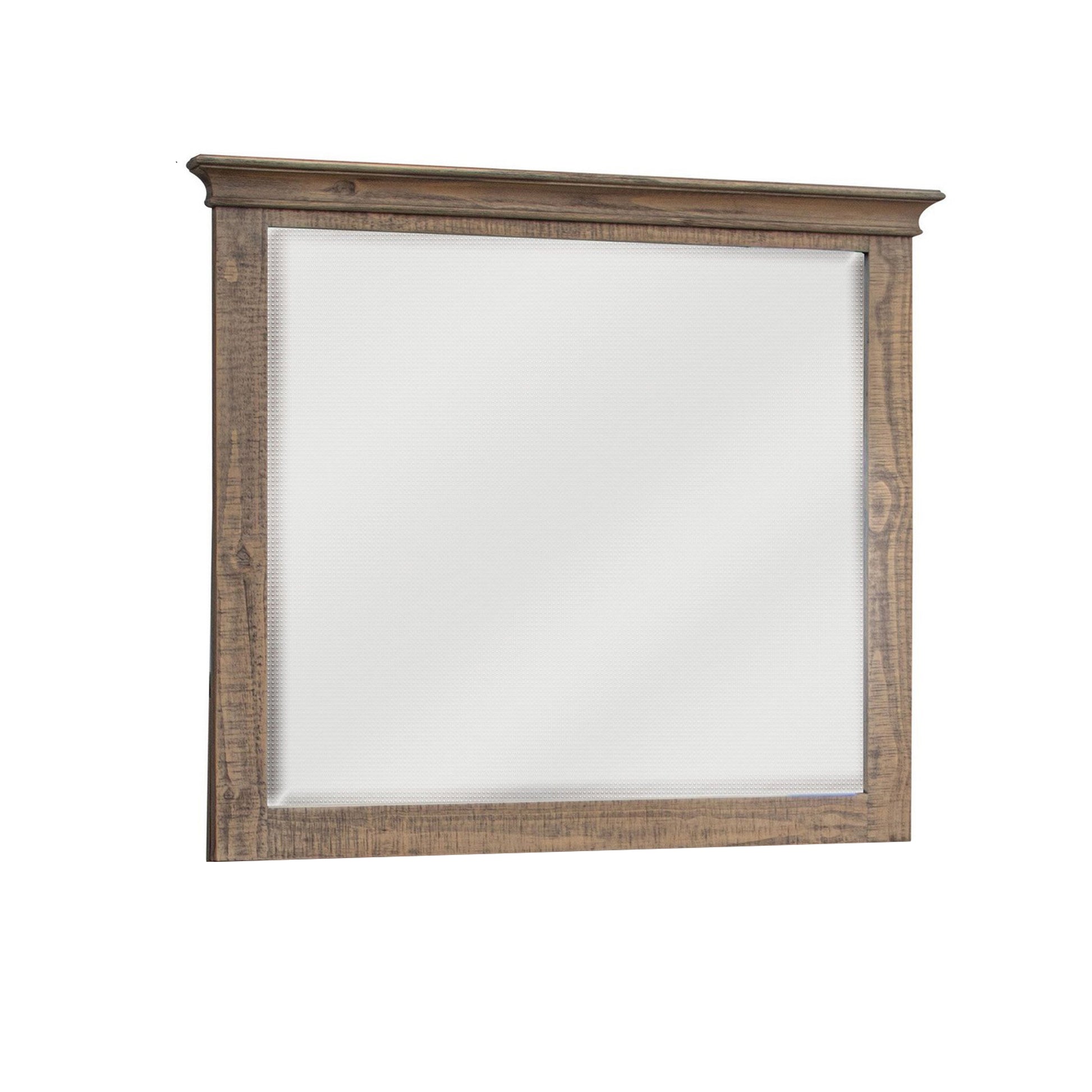 Riel 37 x 42 Dresser Mirror Square Wire Brushed Solid Wood Sandy Brown By Casagear Home BM312244