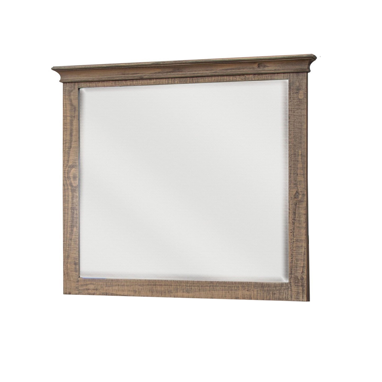 Riel 37 x 42 Dresser Mirror Square Wire Brushed Solid Wood Sandy Brown By Casagear Home BM312244