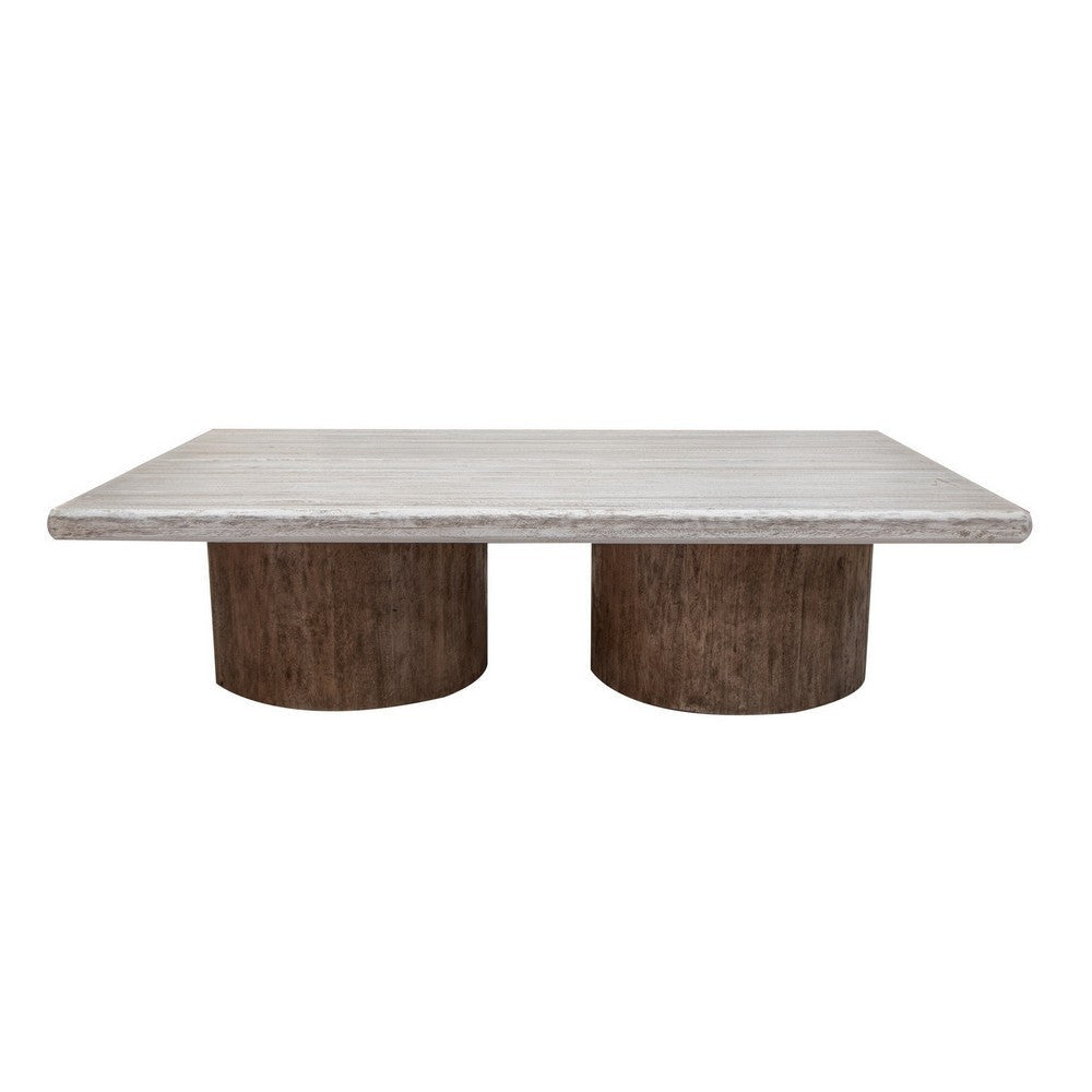 Kohl 67 Inch Cocktail Coffee Table Solid Mango Wood Light Cream Brown By Casagear Home BM312246