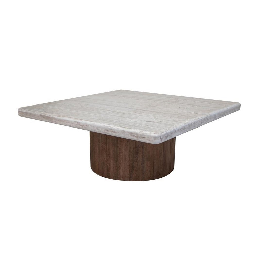 Kohl 45 Inch Cocktail Coffee Table Solid Mango Wood Light Cream Brown By Casagear Home BM312247