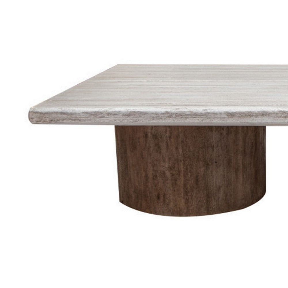 Kohl 45 Inch Cocktail Coffee Table Solid Mango Wood Light Cream Brown By Casagear Home BM312247