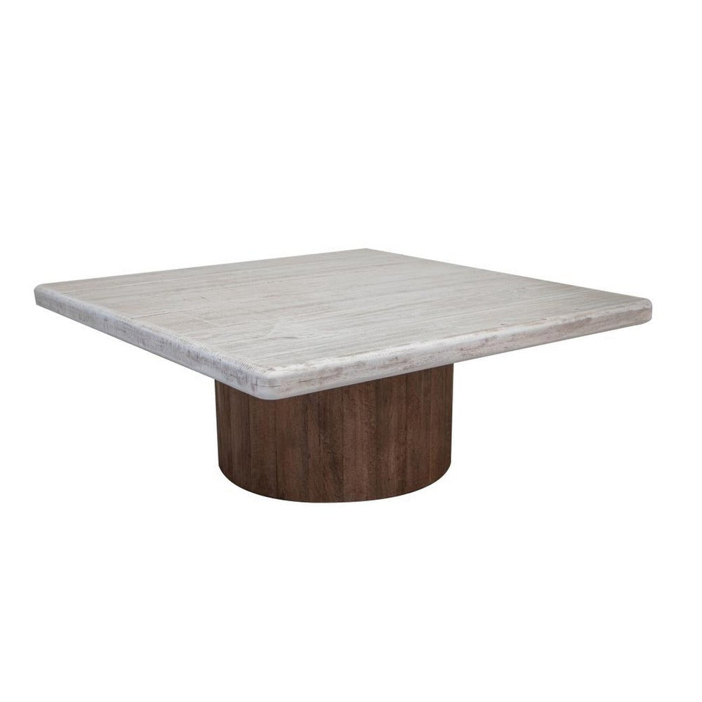 Kohl 45 Inch Cocktail Coffee Table Solid Mango Wood Light Cream Brown By Casagear Home BM312247