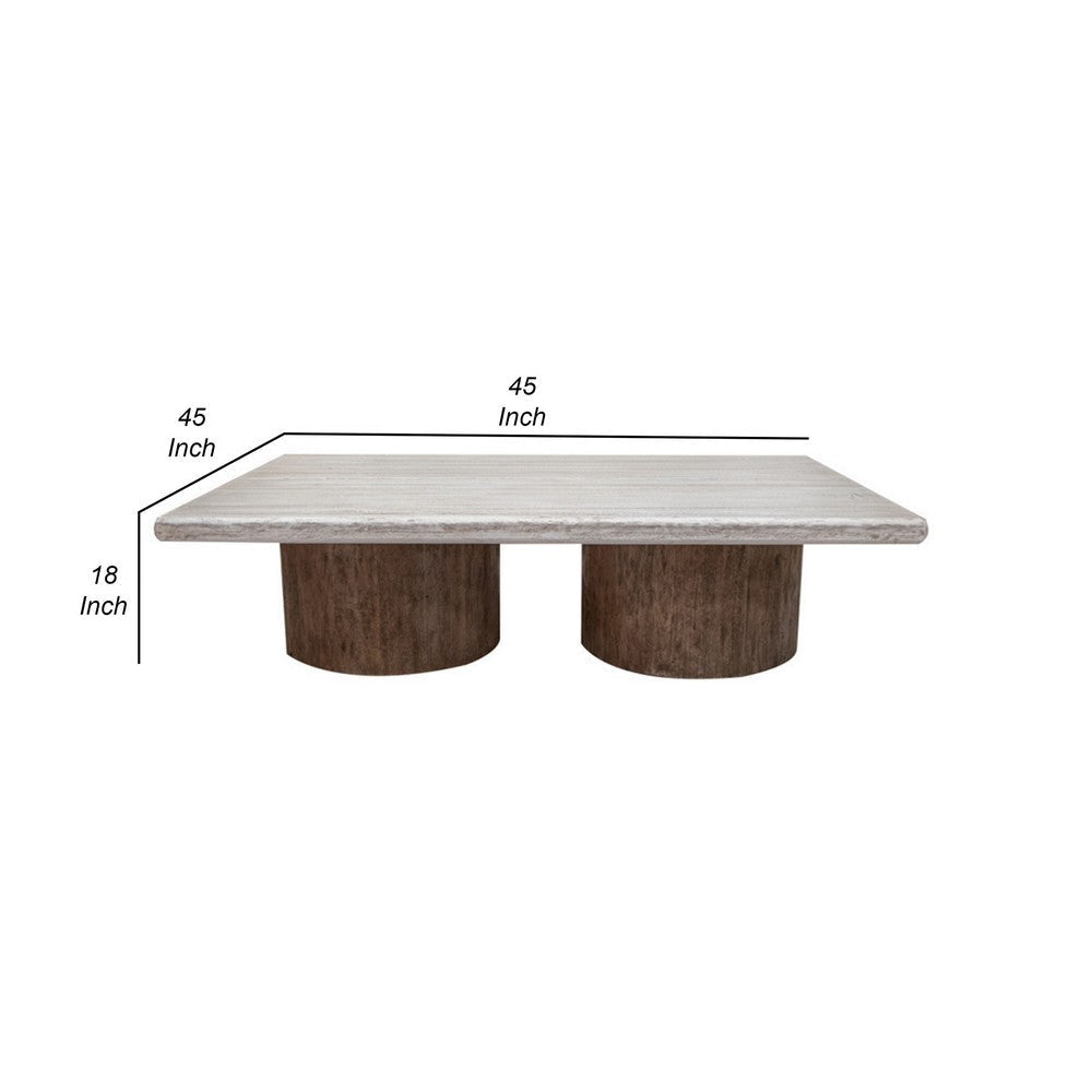 Kohl 45 Inch Cocktail Coffee Table Solid Mango Wood Light Cream Brown By Casagear Home BM312247