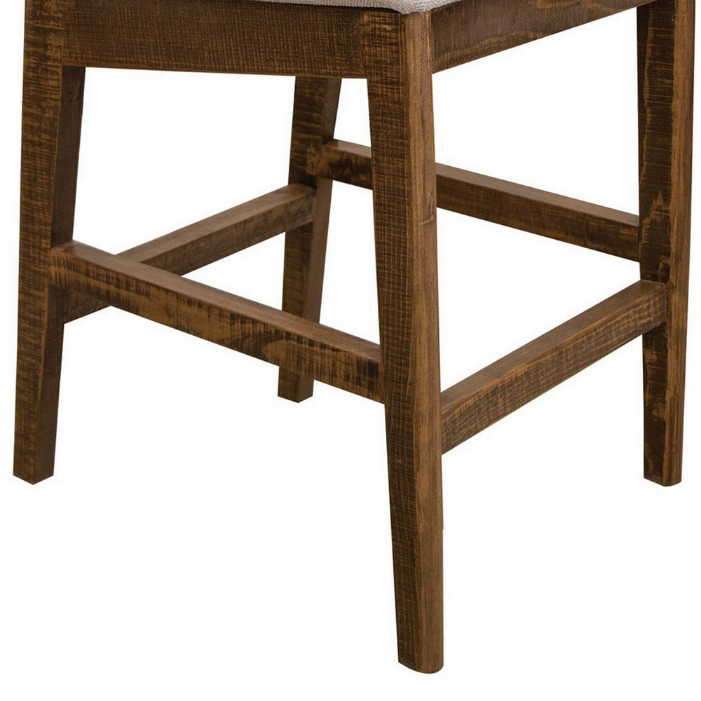 Texu 30 Inch Barstool Chair Set of 2 Peanut Brown Solid Wood Fabric By Casagear Home BM312249