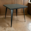 Oran 32 Inch Dining Table, Square Metal Top, Tapered Legs, Gray Finish By Casagear Home