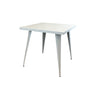 Oran 32 Inch Dining Table, Square Metal Top, Tapered Legs, White Finish By Casagear Home