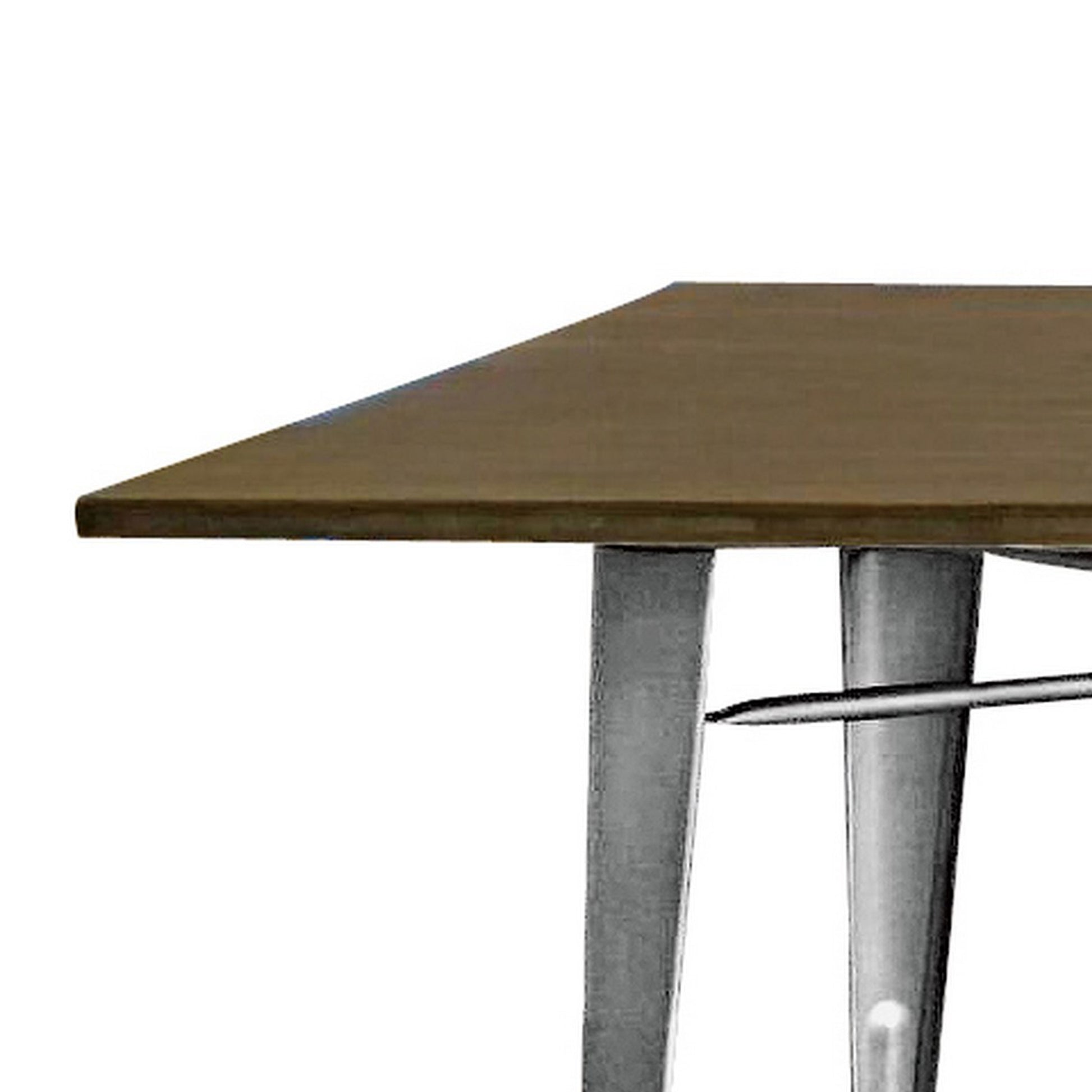 Matie 55 Inch Dining Table Rectangular Wood Top Metal Legs Natural By Casagear Home BM312254