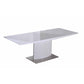 63-87 Inch Extendable Dining Table White Lacquer Top Stainless Steel By Casagear Home BM312255