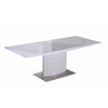 63-87 Inch Extendable Dining Table White Lacquer Top Stainless Steel By Casagear Home BM312255