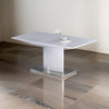 63-87 Inch Extendable Dining Table, White Lacquer Top, Stainless Steel By Casagear Home