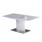 63-87 Inch Extendable Dining Table White Lacquer Top Stainless Steel By Casagear Home BM312255