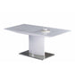 63-87 Inch Extendable Dining Table, White Lacquer Top, Stainless Steel By Casagear Home