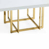 Lucie 59 Inch Dining Table Square Lacquered Glass Top Gold Base White By Casagear Home BM312256