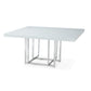 Lucie 59 Inch Dining Table Square Lacquered Glass Top Chrome Base White By Casagear Home BM312257