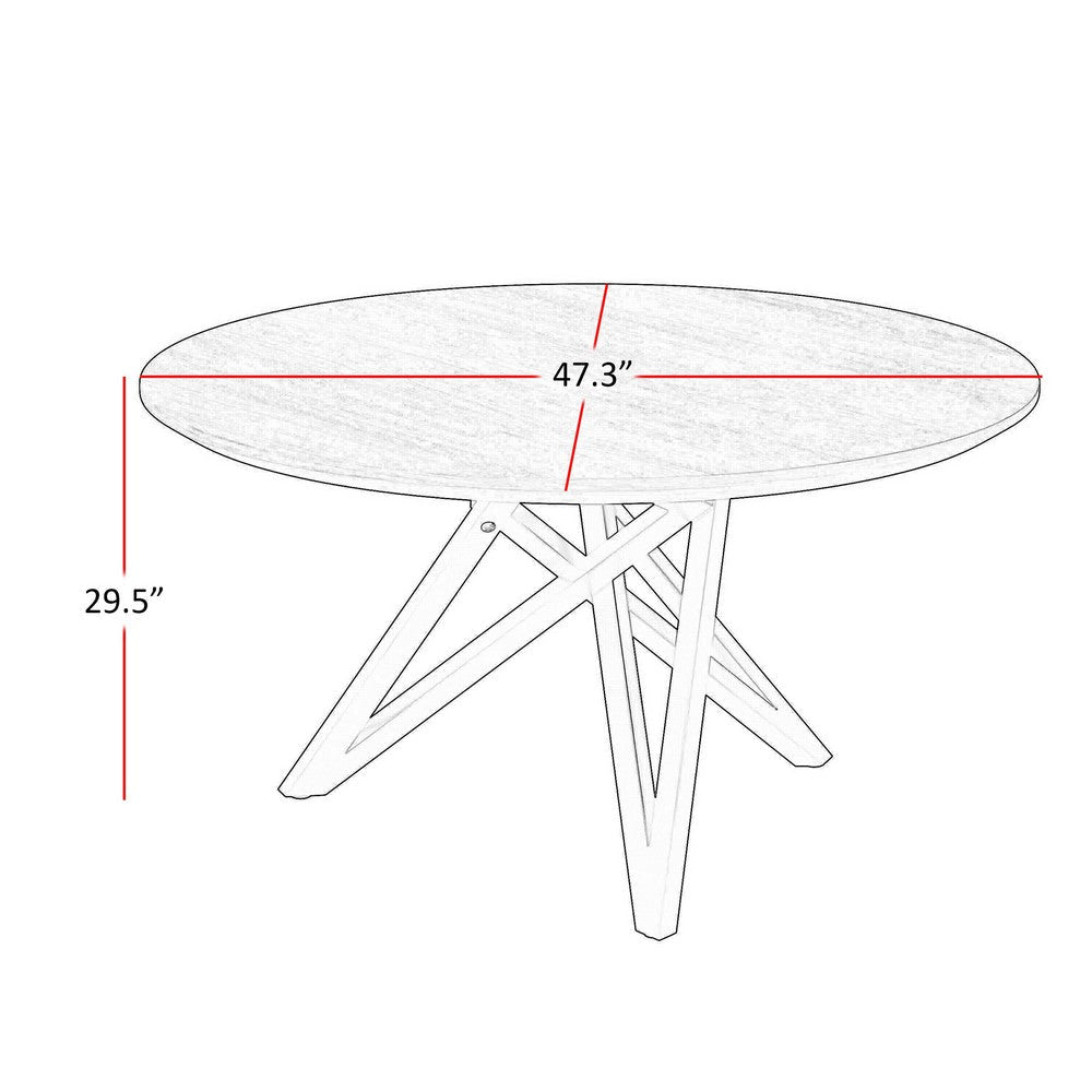 Kimya 47 Inch Dining Table Round Wood Top Angled Steel Legs Brown Black By Casagear Home BM312258