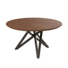 Kimya 47 Inch Dining Table, Round Wood Top, Angled Steel Legs, Brown, Black By Casagear Home