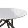 Kimya 47 Inch Dining Table Round Wood Top Angled Steel Legs White Black By Casagear Home BM312259