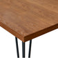 63 Inch Dining Table Brown Rectangular Elm Veneer Top Metal Black Legs By Casagear Home BM312260