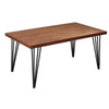 63 Inch Dining Table, Brown Rectangular Elm Veneer Top, Metal Black Legs By Casagear Home