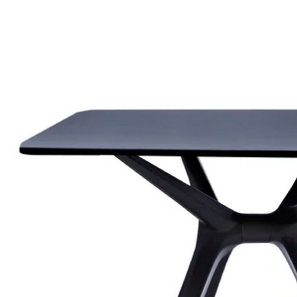 Filia 29 Inch Outdoor Dining Table Rectangular Top Tapered Legs Black By Casagear Home BM312261