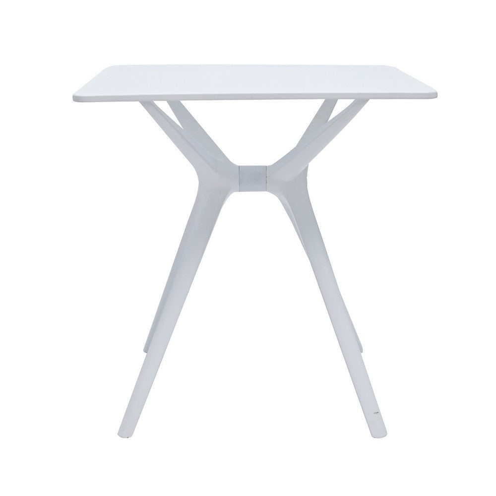 Filia 29 Inch Outdoor Dining Table Rectangular Top Tapered Legs White By Casagear Home BM312262