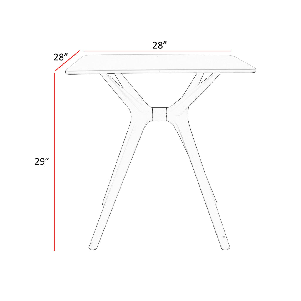 Filia 29 Inch Outdoor Dining Table Rectangular Top Tapered Legs White By Casagear Home BM312262