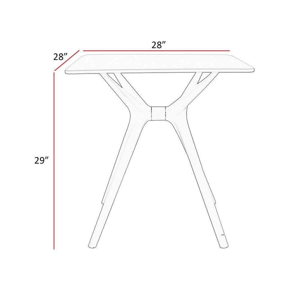 Filia 29 Inch Outdoor Dining Table Rectangular Top Tapered Legs White By Casagear Home BM312262