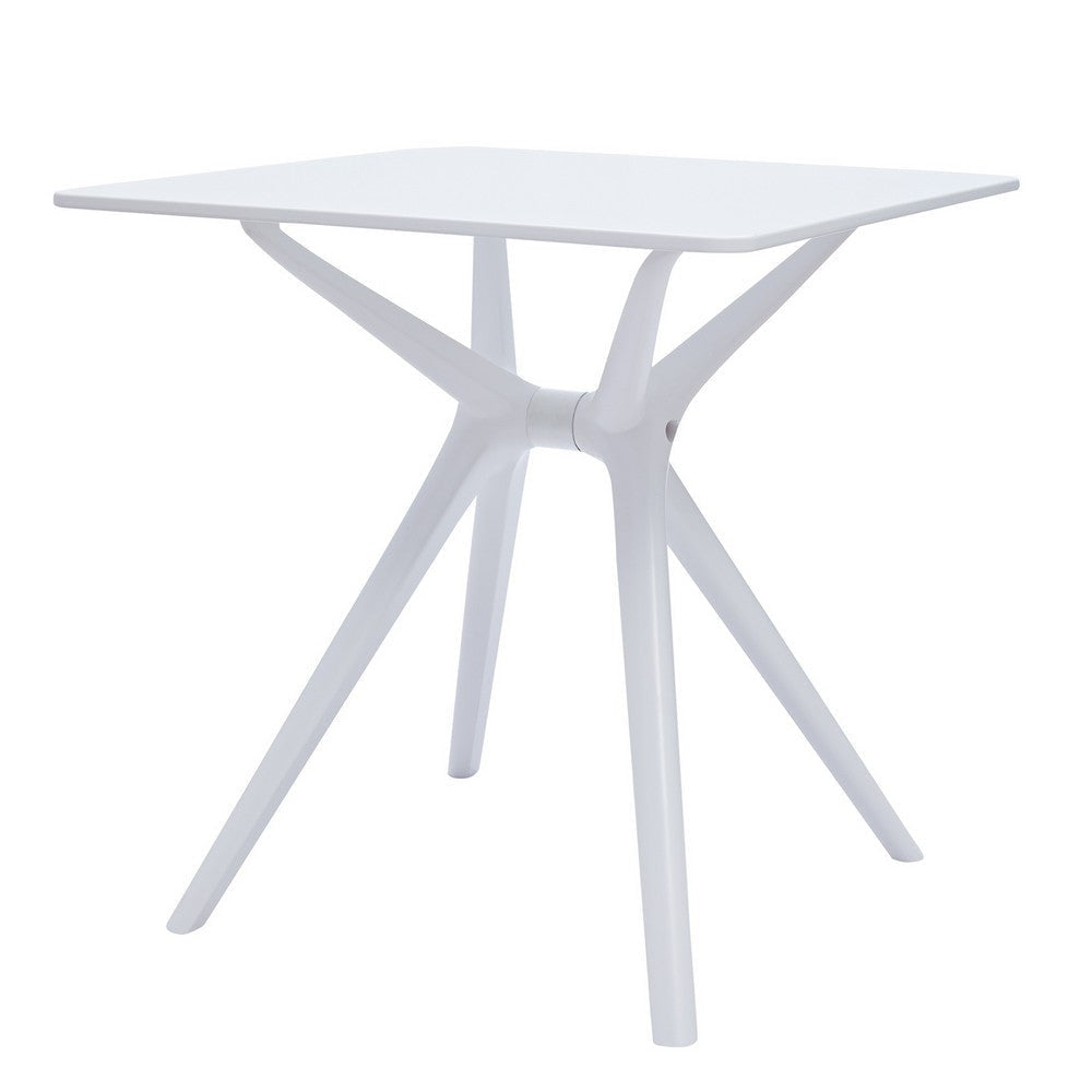 Filia 29 Inch Outdoor Dining Table, Rectangular Top, Tapered Legs, White By Casagear Home