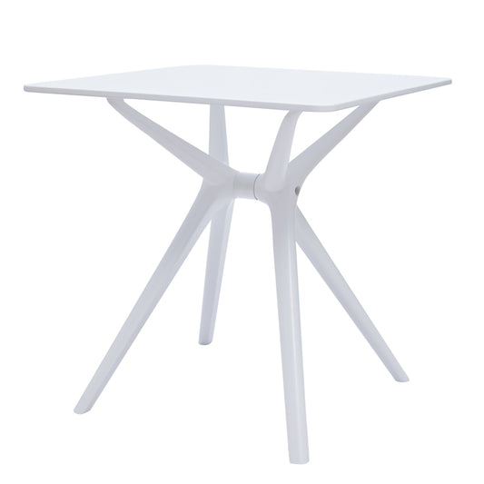 Filia 29 Inch Outdoor Dining Table, Rectangular Top, Tapered Legs, White By Casagear Home