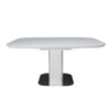 47-63 Inch Extendable Dining Table Beveled Edge White Glass Steel Base By Casagear Home BM312263