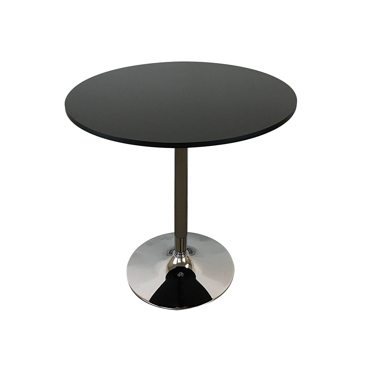 Mari 36 Inch Counter Height Table Black Round Top and Stainless Steel Base By Casagear Home BM312264